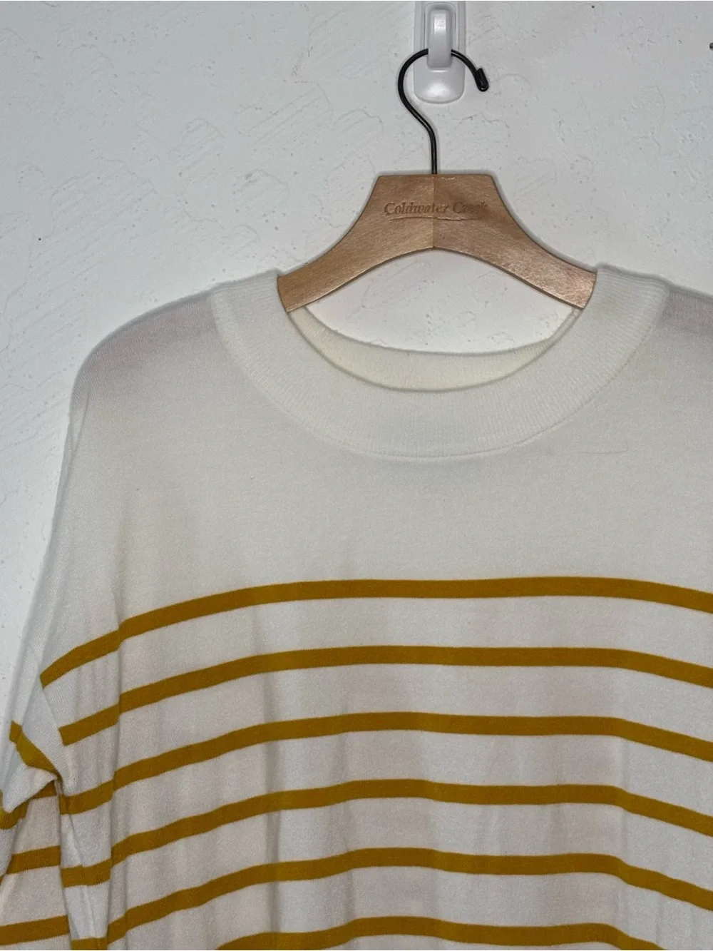 Lane Bryant Womens 14/16 White Brown Striped Pullover Tunic‎ Sweater Long Sleeve
